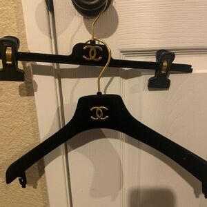 CHANEL Black Velvet Hanger with Gold Accents